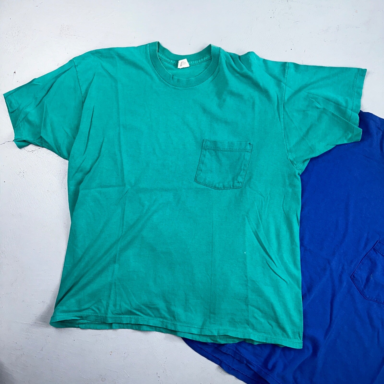 Vtg Le Breve Mervyns Lot of 2 Cotton Pocket Tee T Shirt XL USA Made 80s Blank