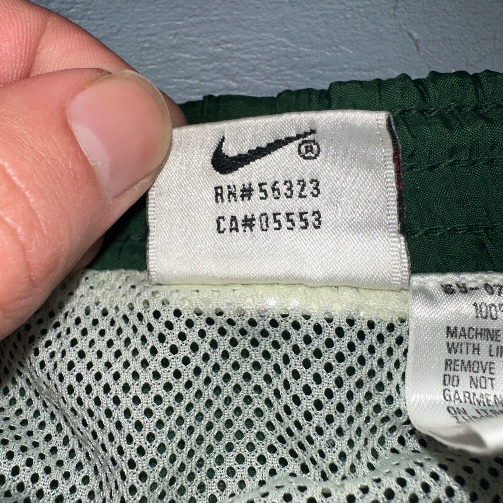 Nike Vintage Green Nylon Shorts Swoosh 2XL 90s White Tag 5” Inseam Running Swim