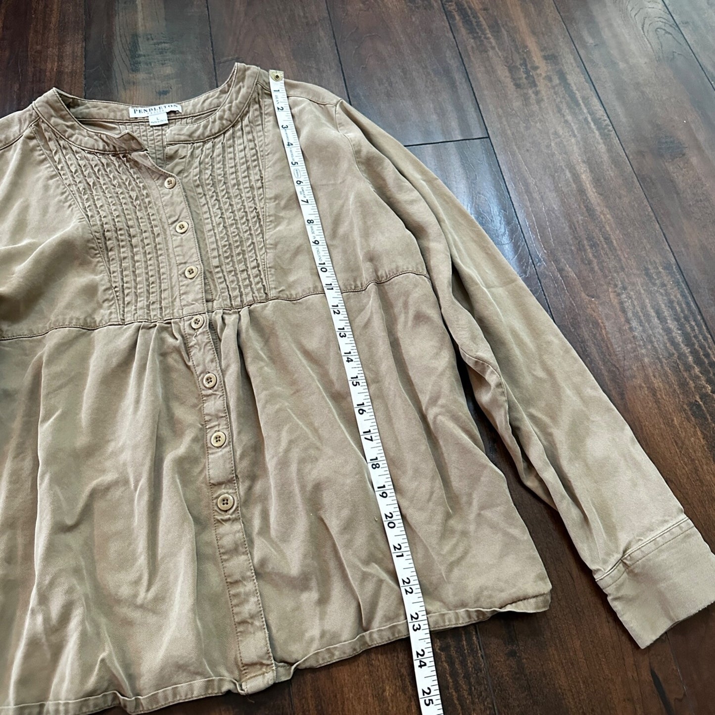 Pendleton Petite Women Jacket Crop Swing Blazer Size Large Cute Tan Brown