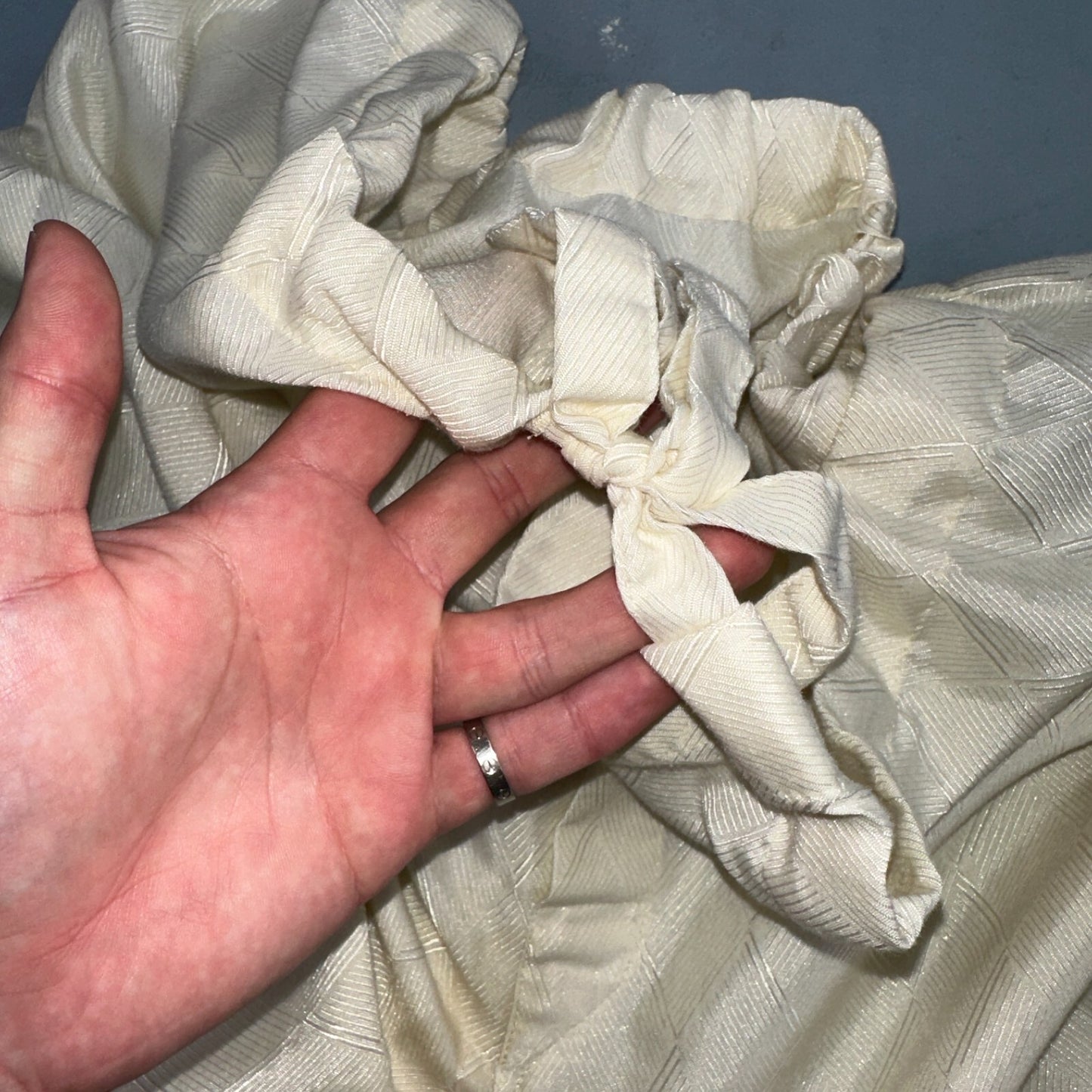 Christian Dior VTG Pajama Set Mens Cream Pants Shirt USA 90s Heavy Wear