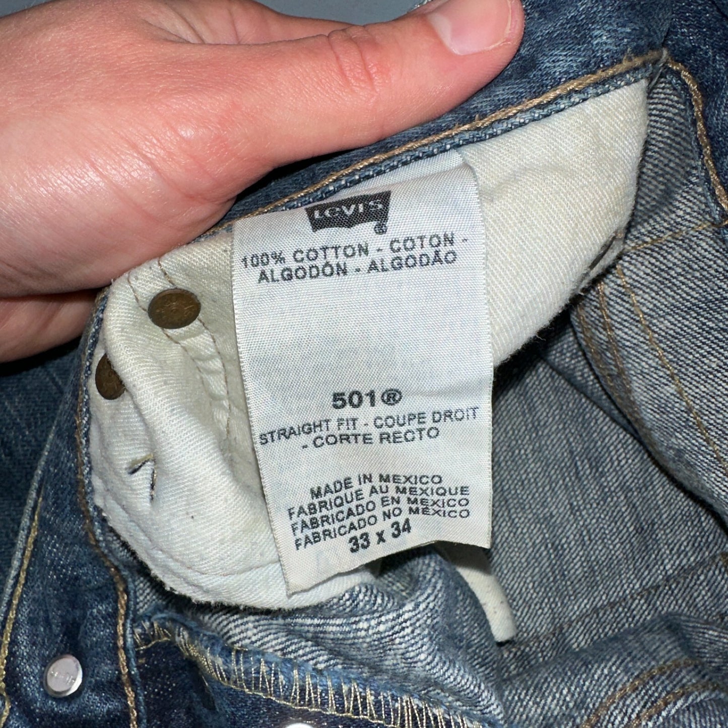 Levis 501 Vintage Y2K XX Straight Leg Jeans Blue Med Wash 33x34 Act 34x32