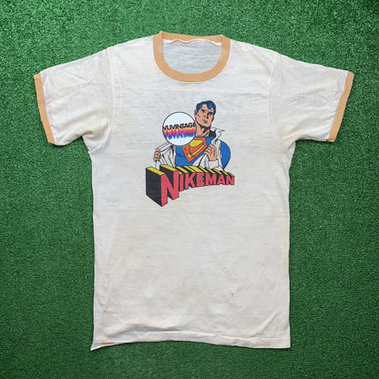 NIKEMAN 70s Vintage Nike T Shirt Ringer OG Rare Grail Geisha Hike Superman Rap