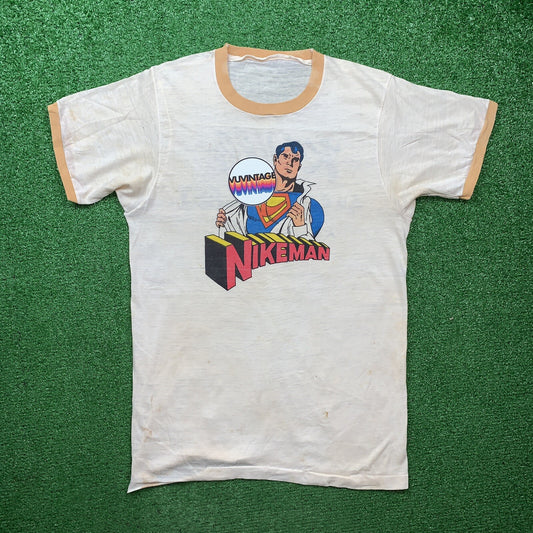 NIKEMAN 70s Vintage Nike T Shirt Ringer OG Rare Grail Geisha Hike Superman Rap
