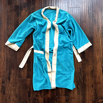 Vintage Blue 1980s Robe USA Small One Size Unisex 80s 70s Cool Basic Pajama