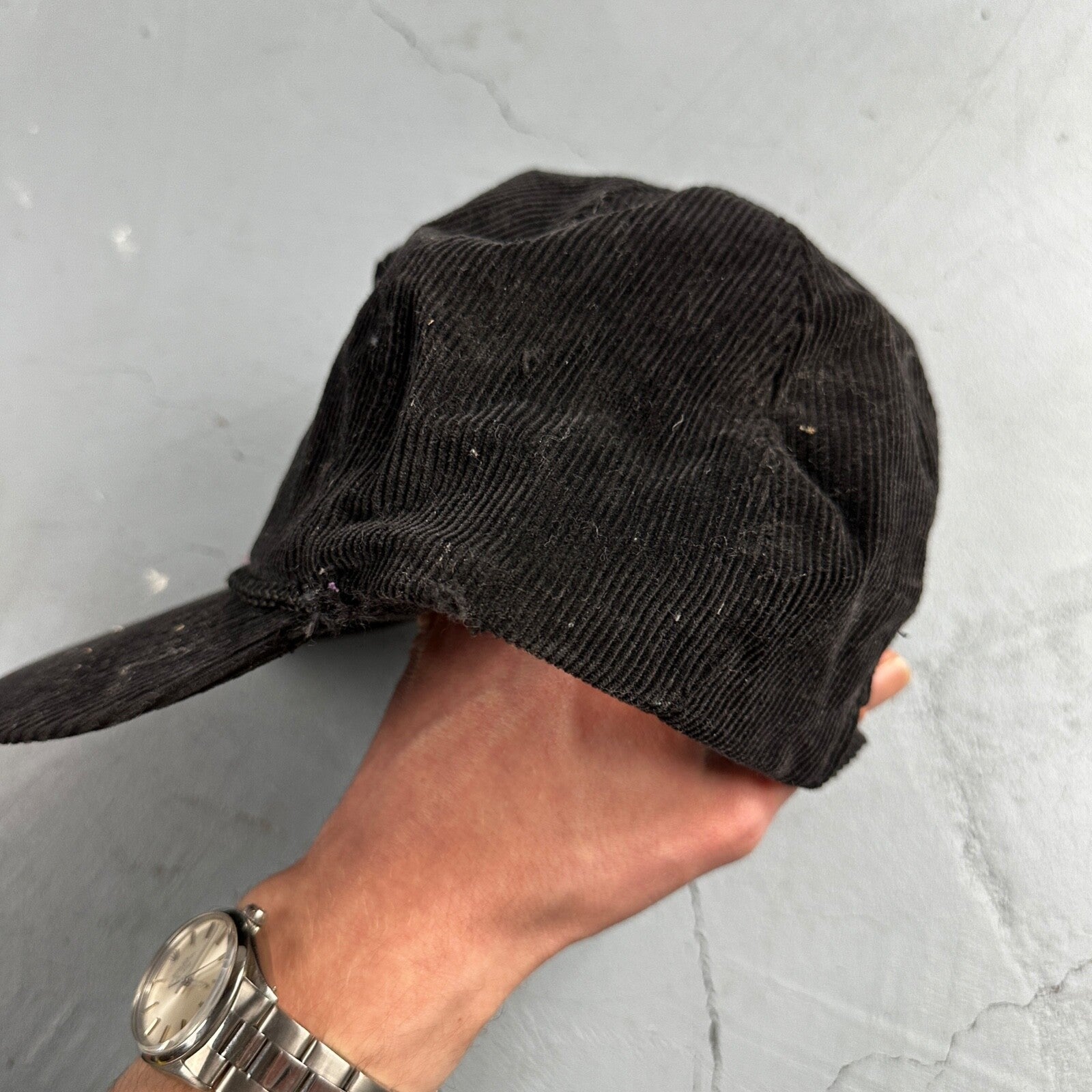 Pepsi VTG Black Corduroy Trucker Hat Cap Snapback Otto 80s 90s Rare Soda