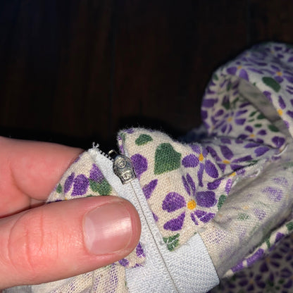 70s Women's Vintage House Dress Kaftan MuMu Shift Purple Floral 80s Hipster Cute