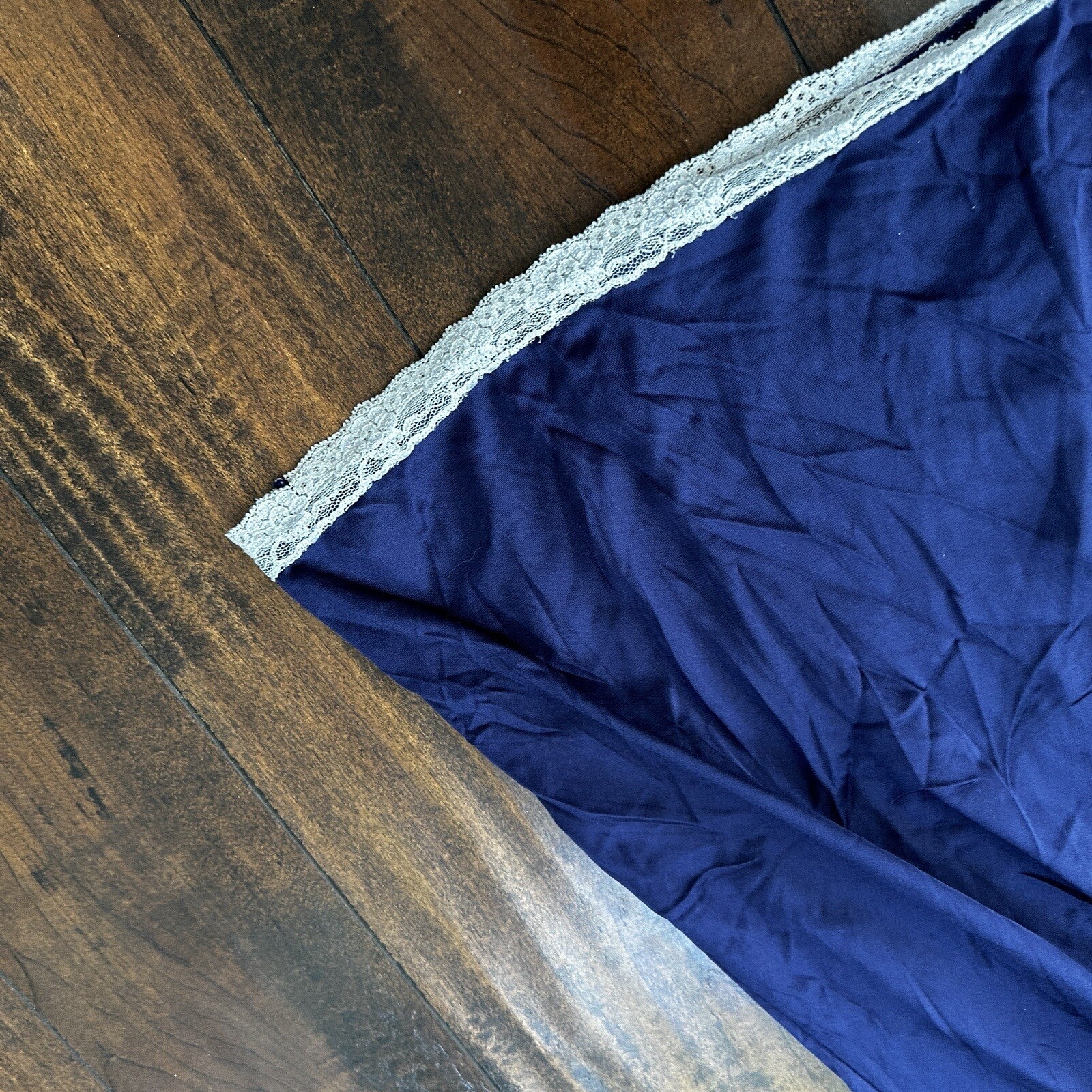 Vintage Vanity Fair Long Nightgown Sleep Womens Size L Blue Satin Sleeveless