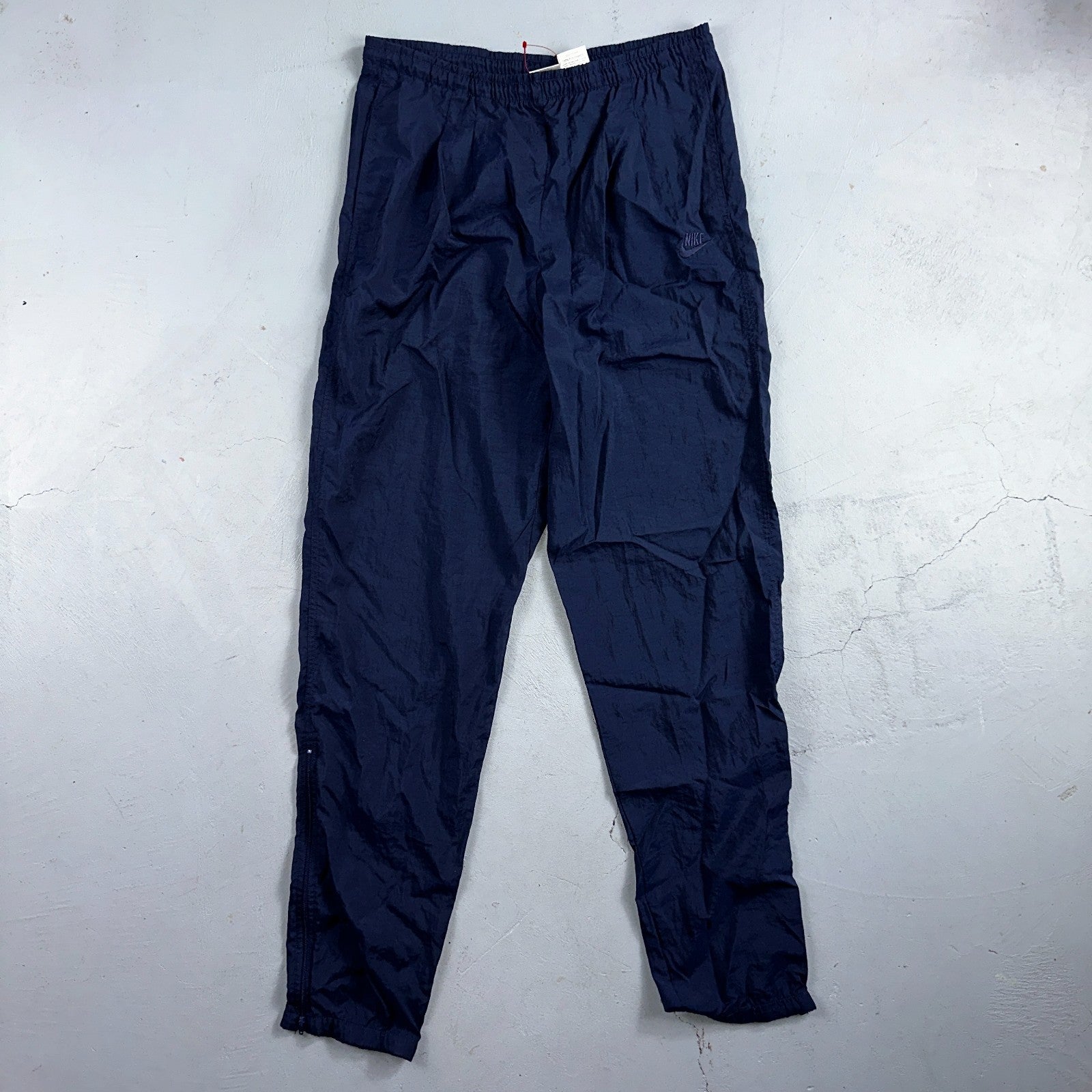 Nike VTG 90s Windbreaker Track Pants Ankle Zip Unlined Navy 1990s Essential