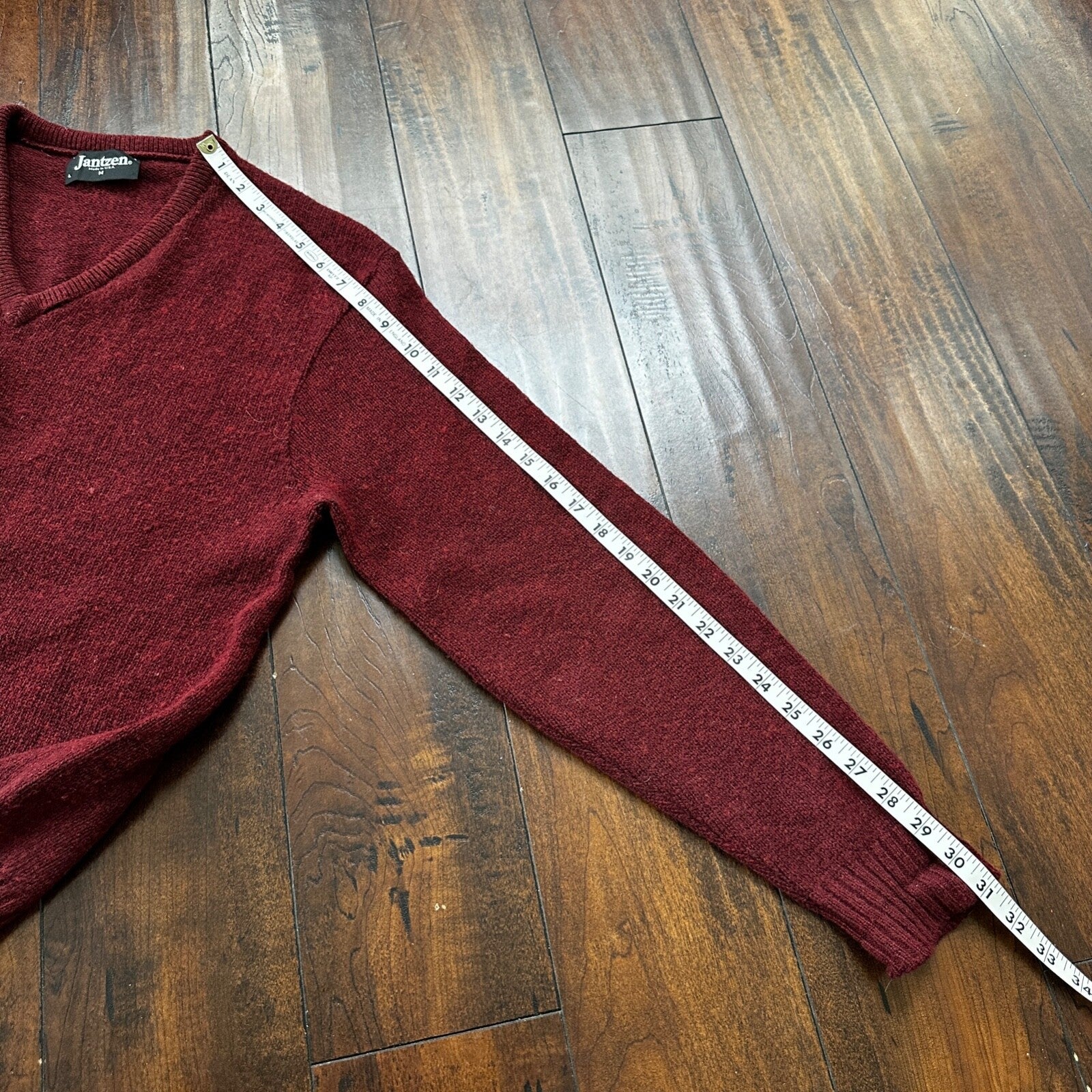 Vintage Jantzen Sweater Men's M Red Pullover Blank Solid USA Made 80s