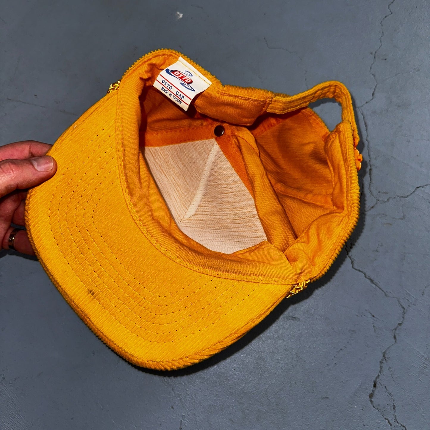 Prosser Football Grid Kids VTG Hat Cap Snapback Yellow Corduroy Otto Trucker Fun