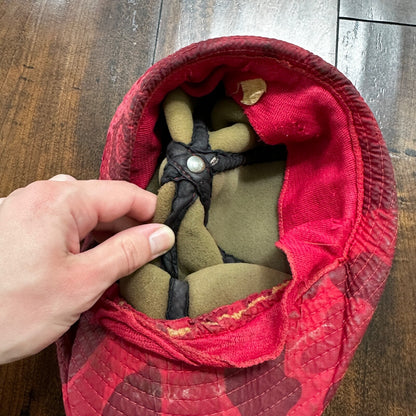 Frogskin 70s Fisherman Vintage Hat Bucket POST WWII Frog Skin Pink Red Camo