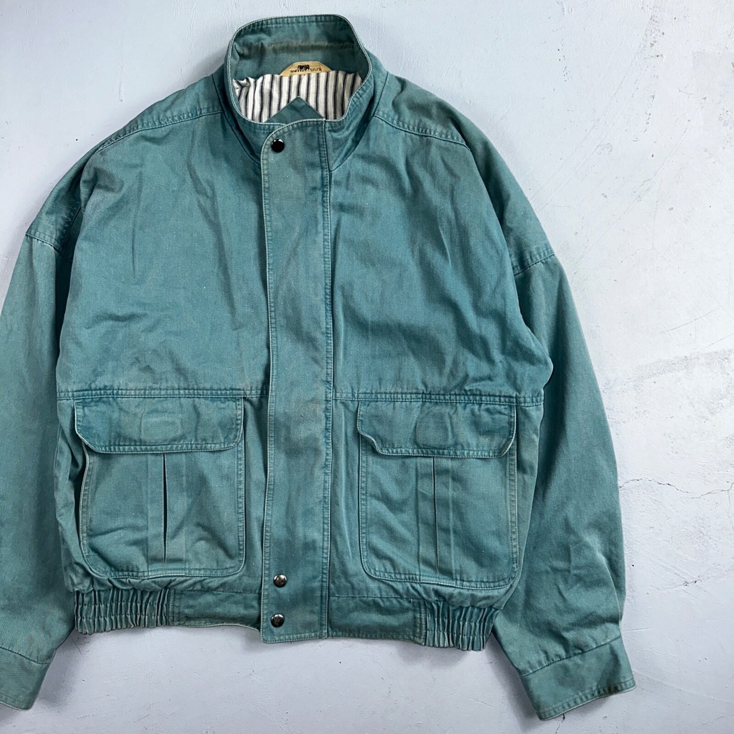Vintage Teal Blue Tobruk Lined Jacket Men's Large 1980s 80s Bomber Simple Cool