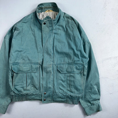 Vintage Teal Blue Tobruk Lined Jacket Men's Large 1980s 80s Bomber Simple Cool