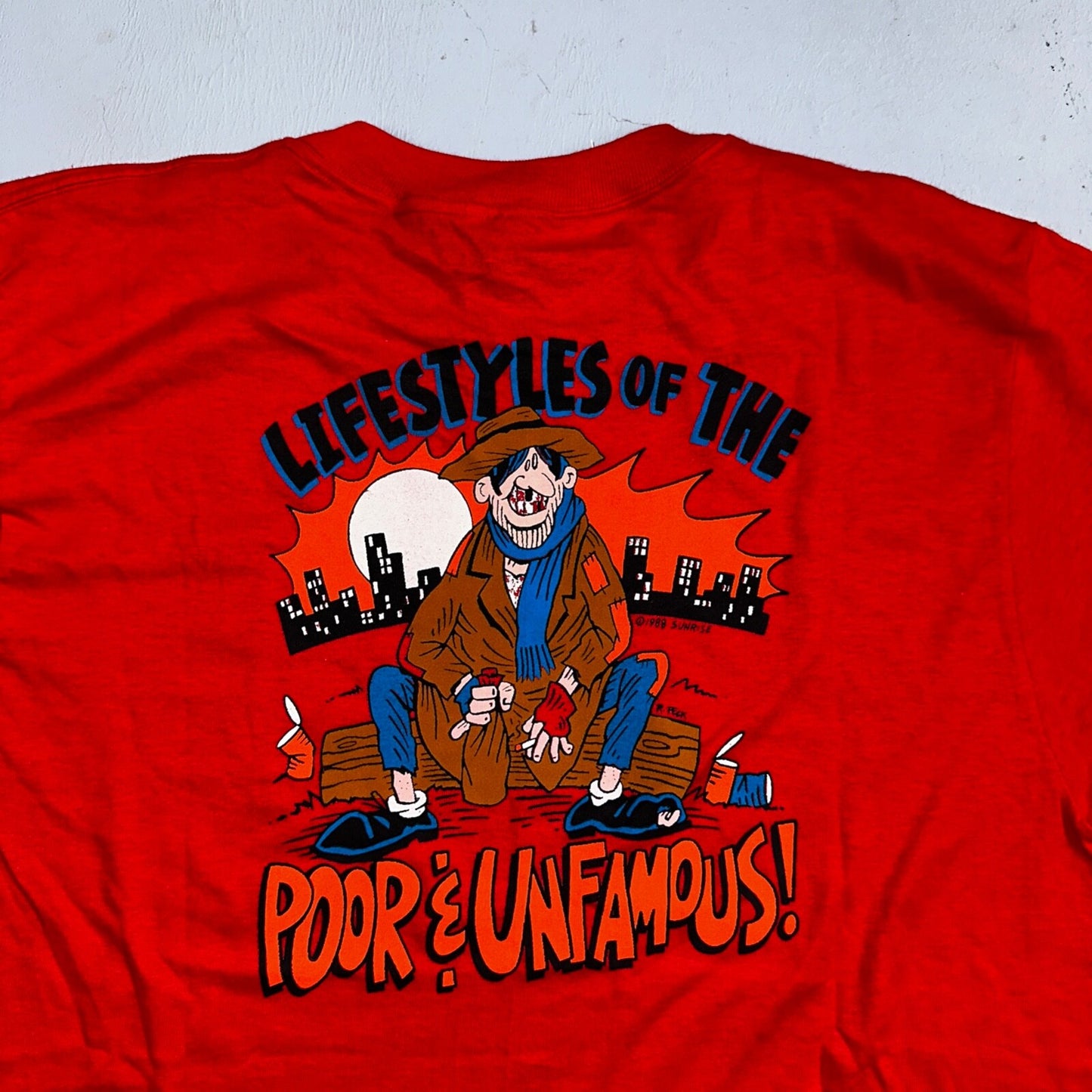 Poor and Unfamous VTG T Shirt 1988 Sunrise Funny Alcoholic Humor 80s Anvil Rap