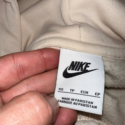 Nike Sweatshirt Womens XS Center Check Hoodie Beige White Tag Swoosh Stained