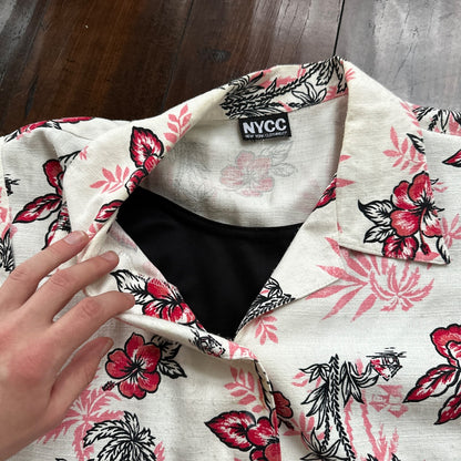 VTG Floral Shirt Womens L 90s New York Clothing Co Cottage Hawaiian 1990s
