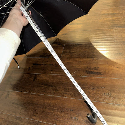 Vintage Telescoping Umbrella Leather Handle and Case 70s 80s Antique Black Basic