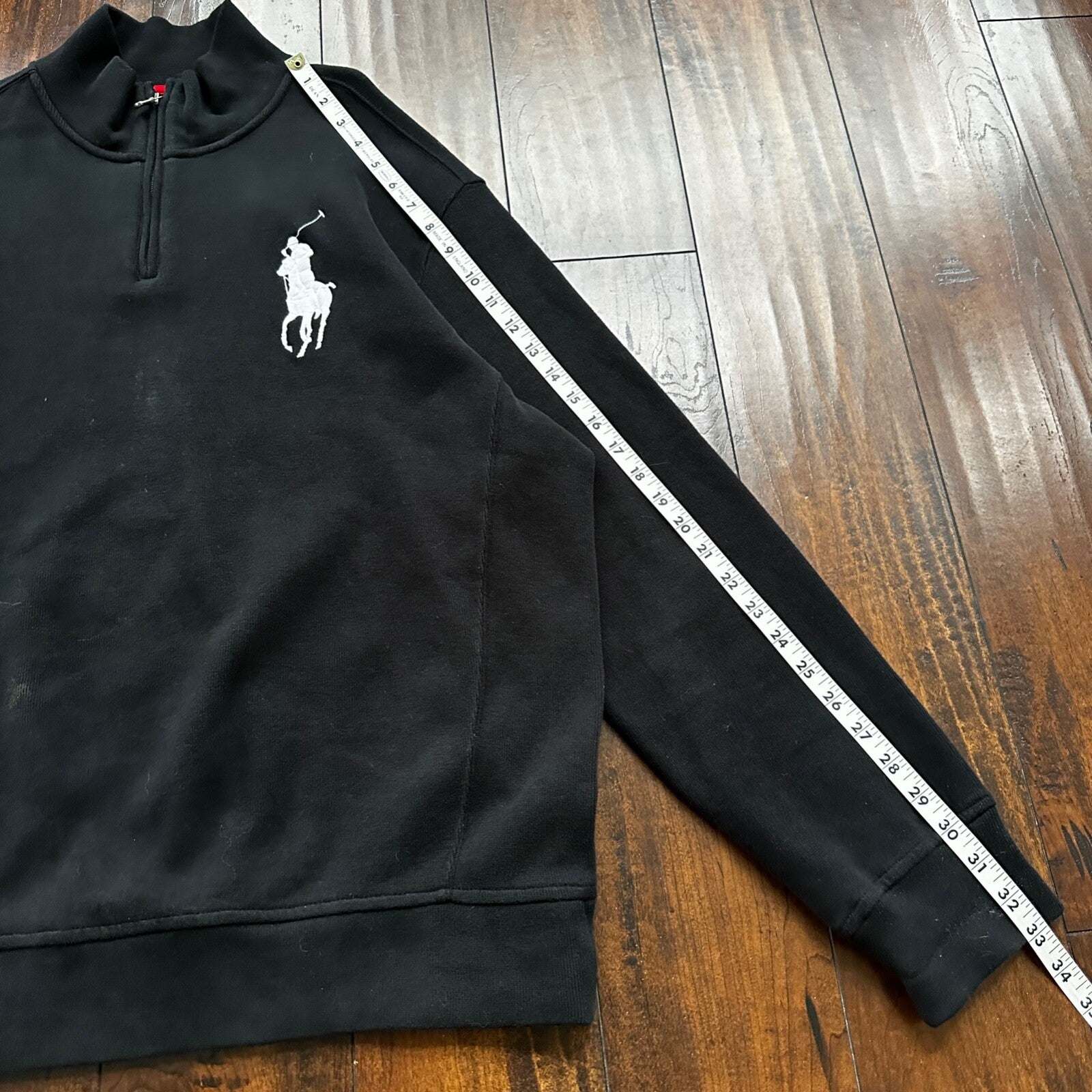 VTG Polo Ralph Lauren Pullover Men’s XL Black Big Pony Ski Patch Quarter Zip