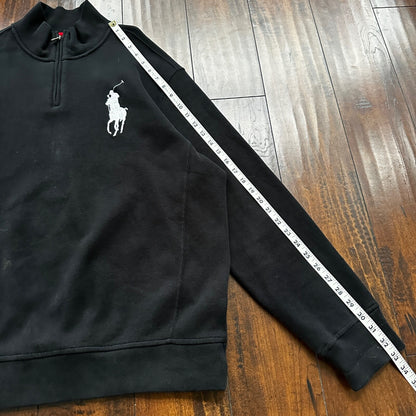 VTG Polo Ralph Lauren Pullover Men’s XL Black Big Pony Ski Patch Quarter Zip