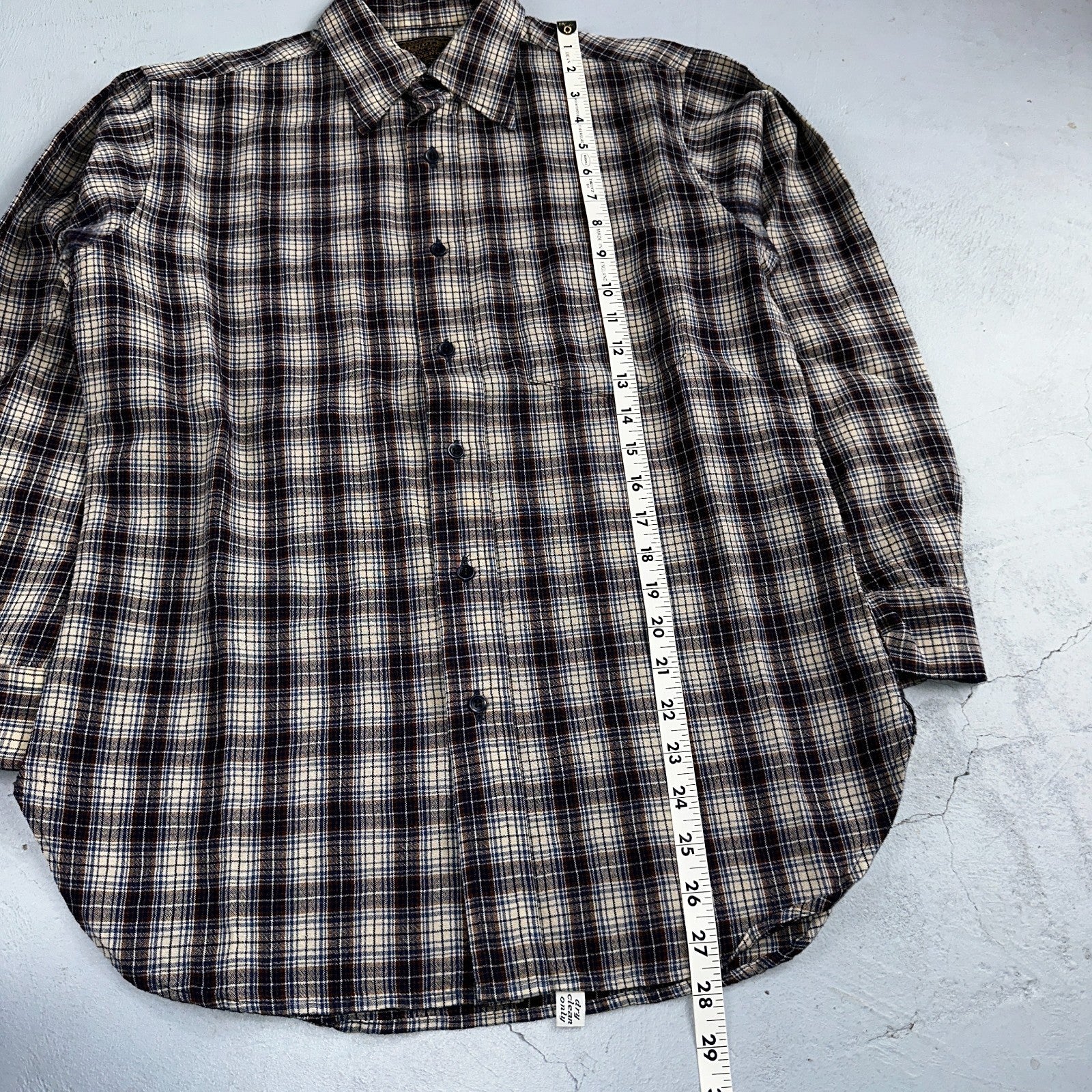 Vintage Pendleton Shirt Mens M Wool Plaid Flannel USA Button 1970s 70s Brown