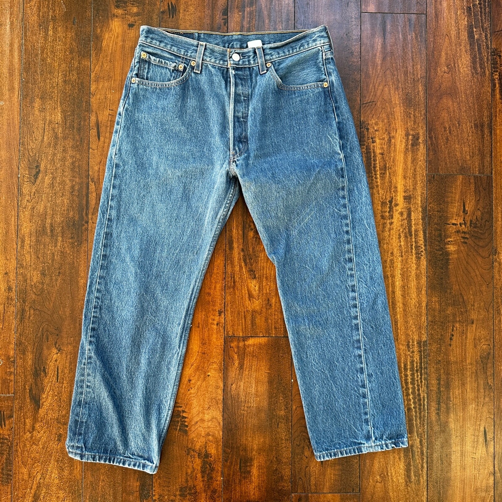 VTG Levis 501 XX Button Fly 90s Y2K Jeans Denim Straight Capri 34x30 Act 31x25