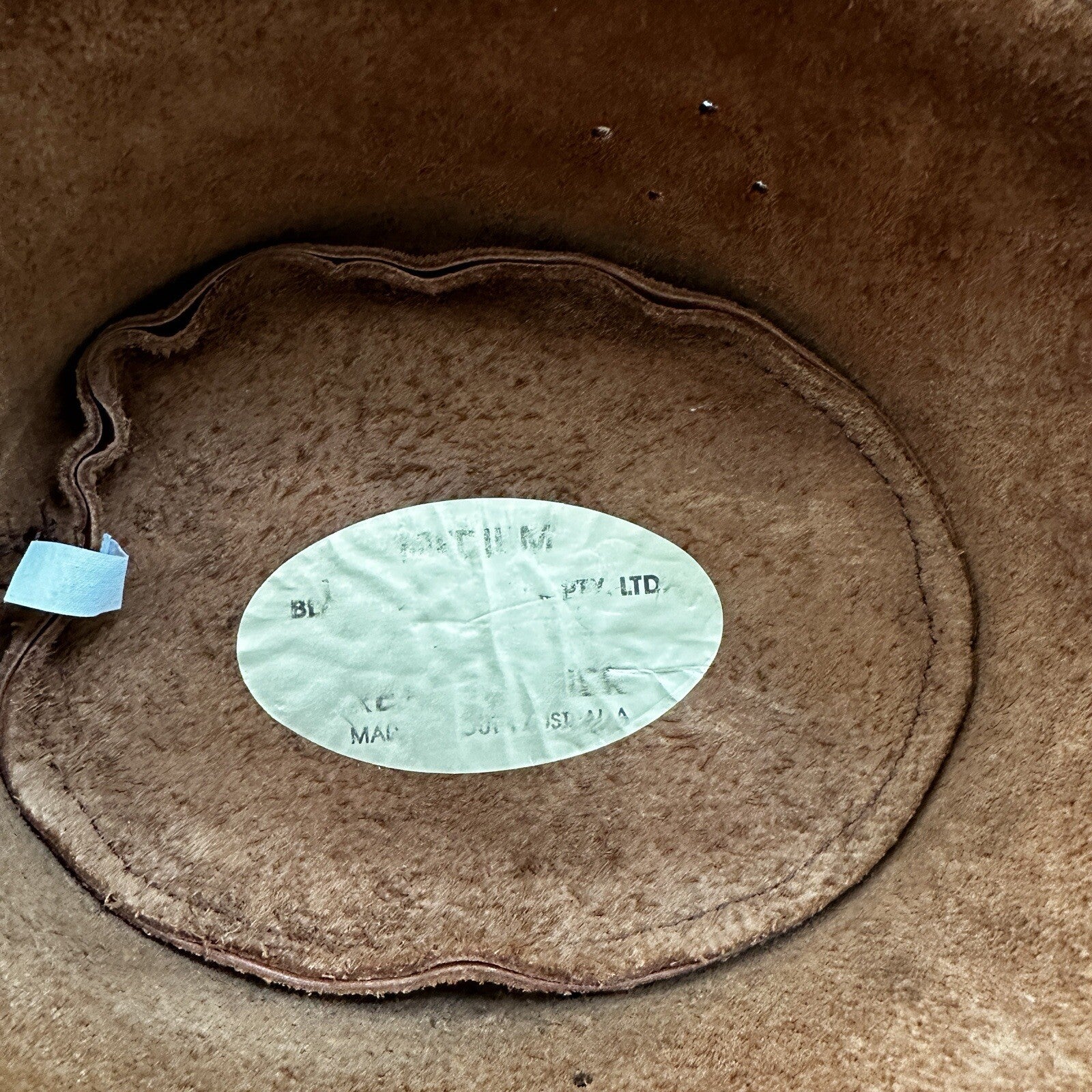 Vtg 1980s Leather Hat Suede Australia Hippy Suede Leather HAT Mens 20 Inch 80s