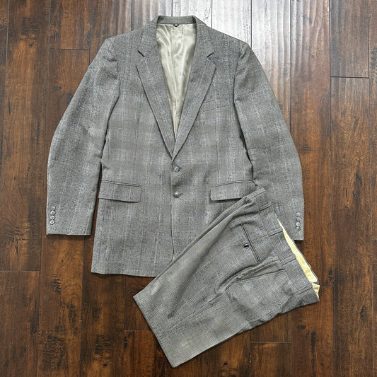 1970s 1980s Gray Oregon Wool Sport Jacket VTG Mens Suit 44 34x32 Rockabilly