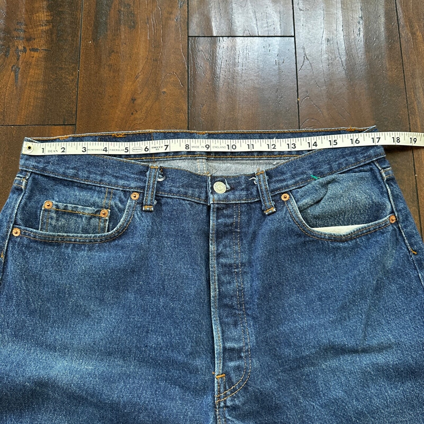 VTG 80s Levis 501 Button Fly 38x36 USA Tag Jeans Straight Wash Blue XX Act 34x32