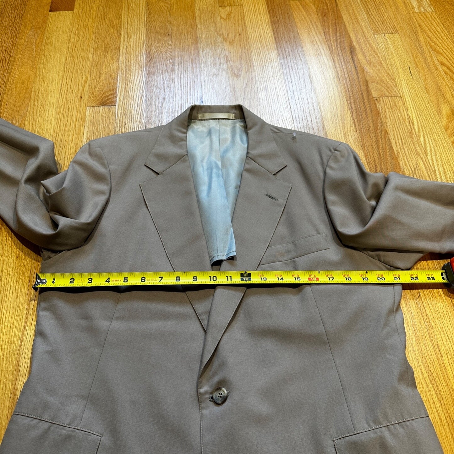 1960s Beige Sport Jacket VTG Mens Suit 44 36x29 Rockabilly Solid Tan Pants 60s