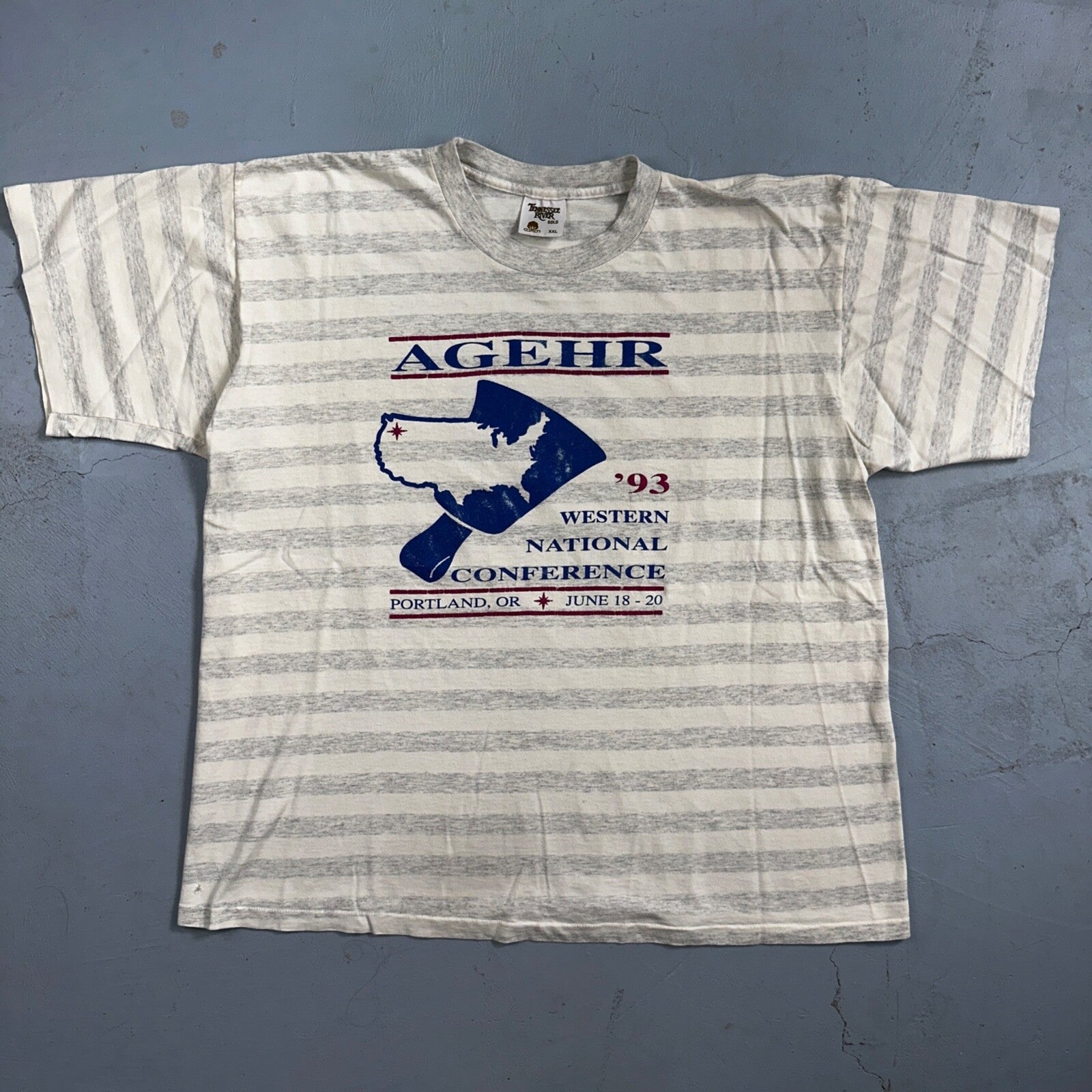 AGEHR 1993 Single Stitch VTG T Shirt Portland Oregon PDX June 18 20 Striped Rap