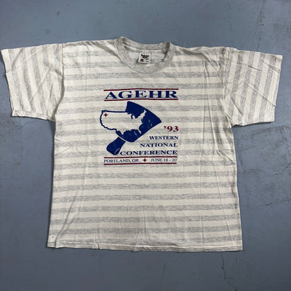 AGEHR 1993 Single Stitch VTG T Shirt Portland Oregon PDX June 18 20 Striped Rap