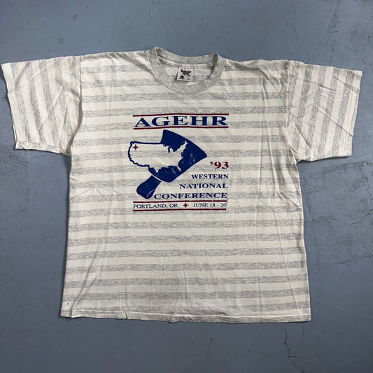 AGEHR 1993 Single Stitch VTG T Shirt Portland Oregon PDX June 18 20 Striped Rap