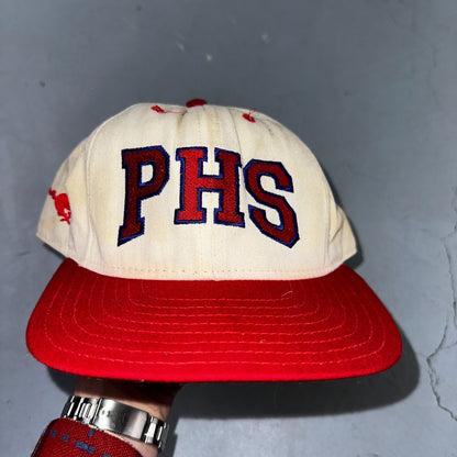 PHS VTG Hat Cap Snapback Sports Football Red White Running Horse Mustang USA