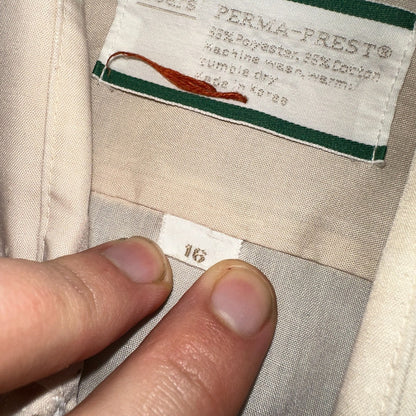 VTG 60s 70s Paint Stained Sears Perma Prest Short Sleeve Camp Shirt 16 Thrashed