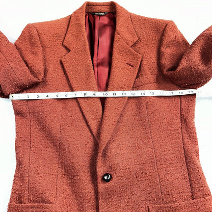 VTG Mens Suit 38 Jacket Sport Coat Rockabilly 80s 90s Red Orange Pierre Cardin