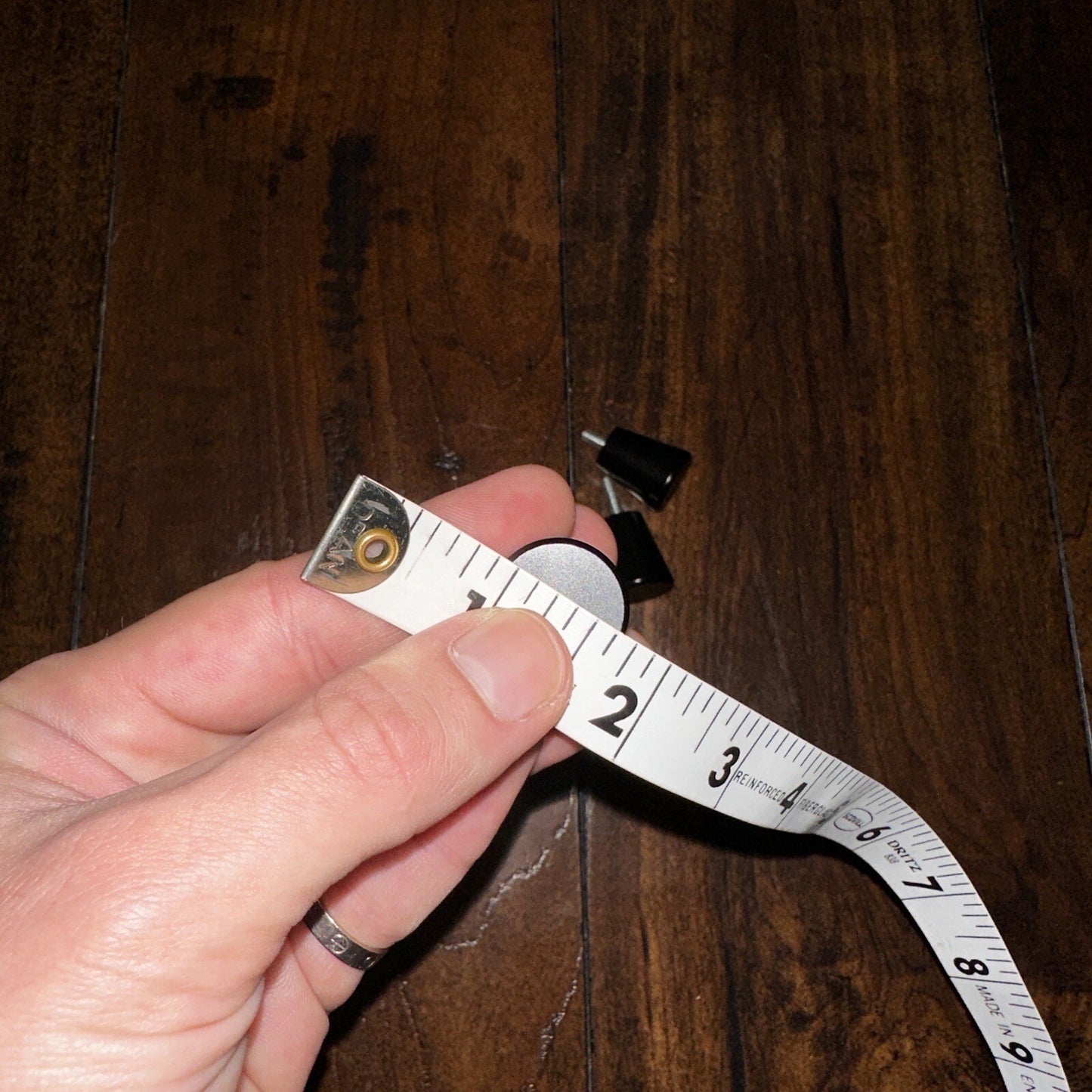 4 Flat Black Pull Knobs For Kitchen Bedroom Cabinet Round Black Dresser MCM VTG