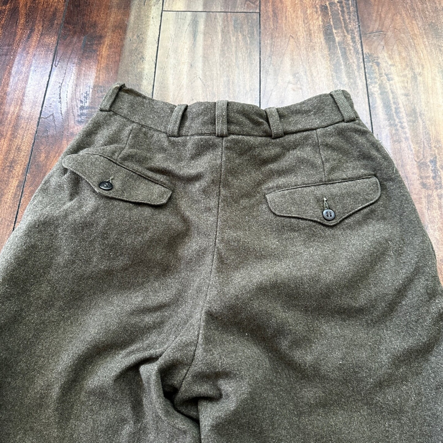 WWII Wool US Army Trousers Pants 25x26 Military 1940s 40s Slacks OG HBT Pockets