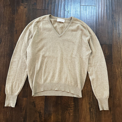 Norm Thompson 100% Cashmere 2-Ply Crew Neck Sweater Size 44 Scotland Beige