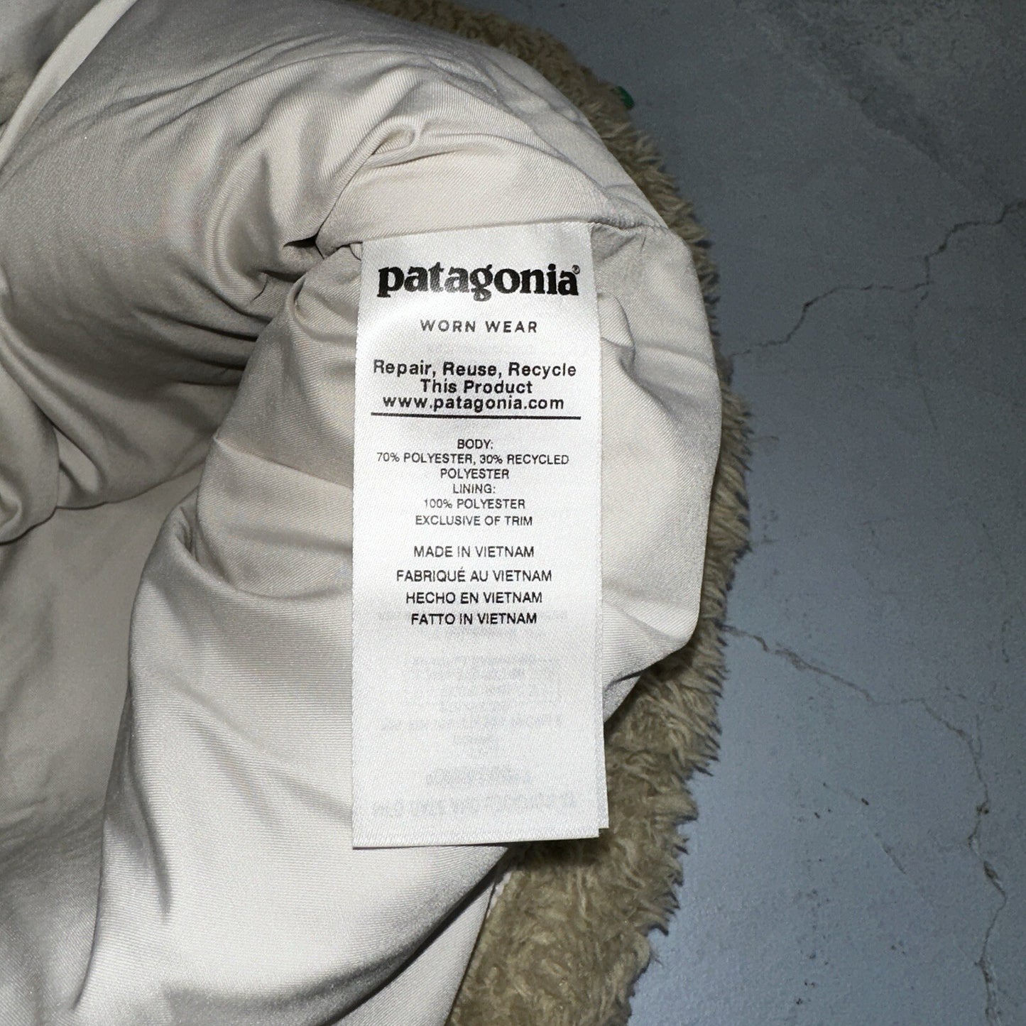 Patagonia Los Gatos El Cap Khaki Beige Teddy Fleece Full Zip Vest - XS Small