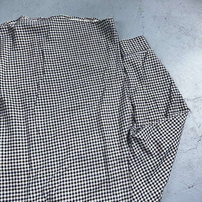 1970s Plaid Long Sleeve Striped Button Down Shirt 60s 70s Rockabilly Checker