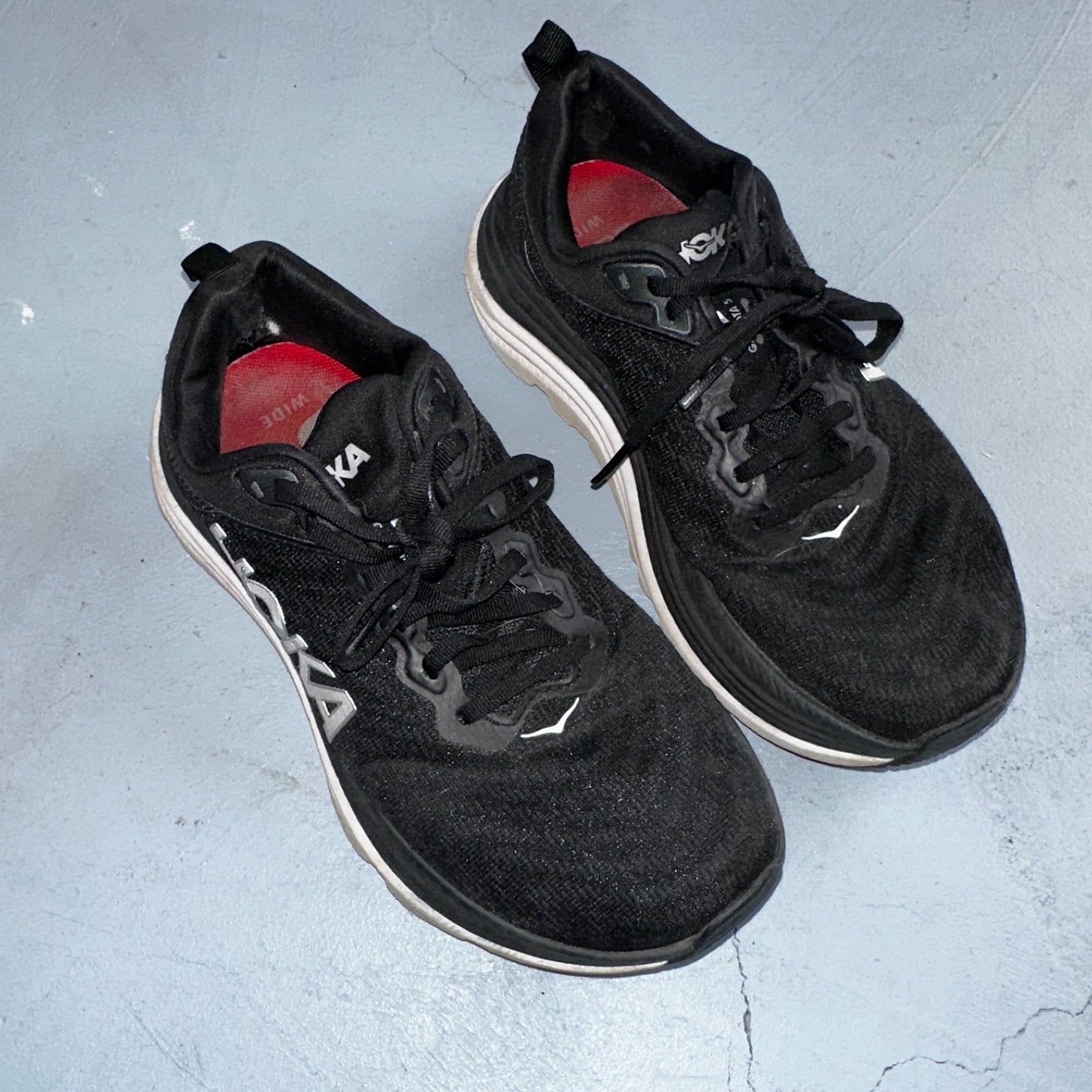 Hoka One One Womens Gaviota 5 1134235 BWHT Black Running Shoes Size 7 D