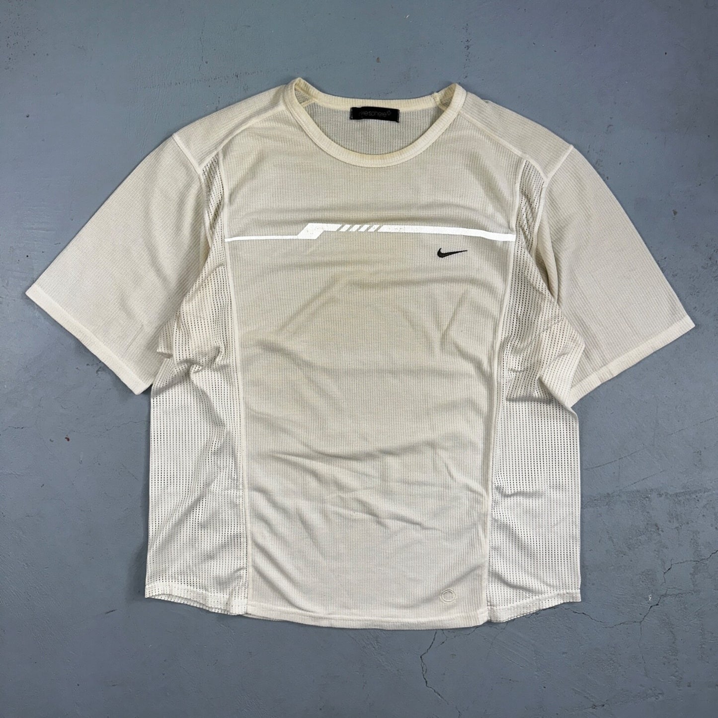 Nike Sphere VTG T Shirt 3M Check Textured Short Sleeve White/Yellow Tennis Sport