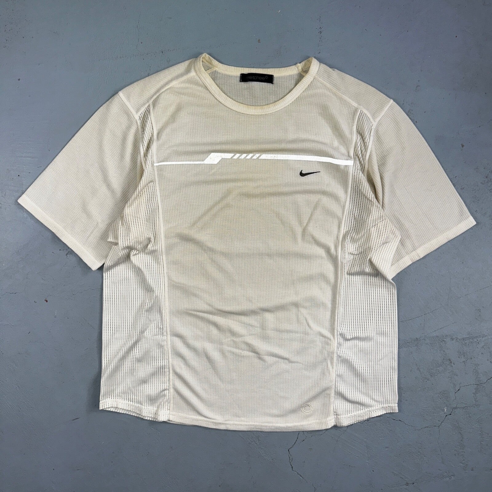 Nike Sphere VTG T Shirt 3M Check Textured Short Sleeve White/Yellow Tennis Sport