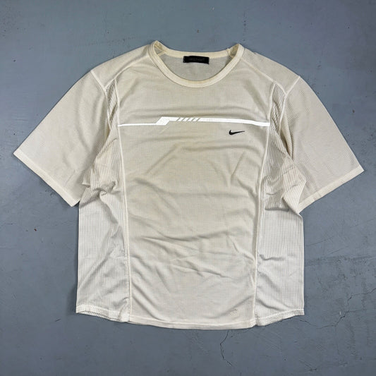 Nike Sphere VTG T Shirt 3M Check Textured Short Sleeve White/Yellow Tennis Sport