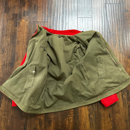 VTG 40s 50s Wool Western Coat Jacket Rockabilly Red Military Green WWII RARE