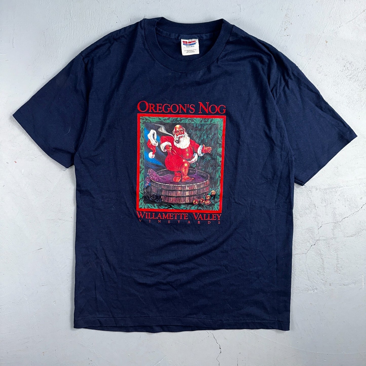 Oregon Santa Claus Feet Wine VTG T Shirt USA Funny Graphic Christmas Holiday