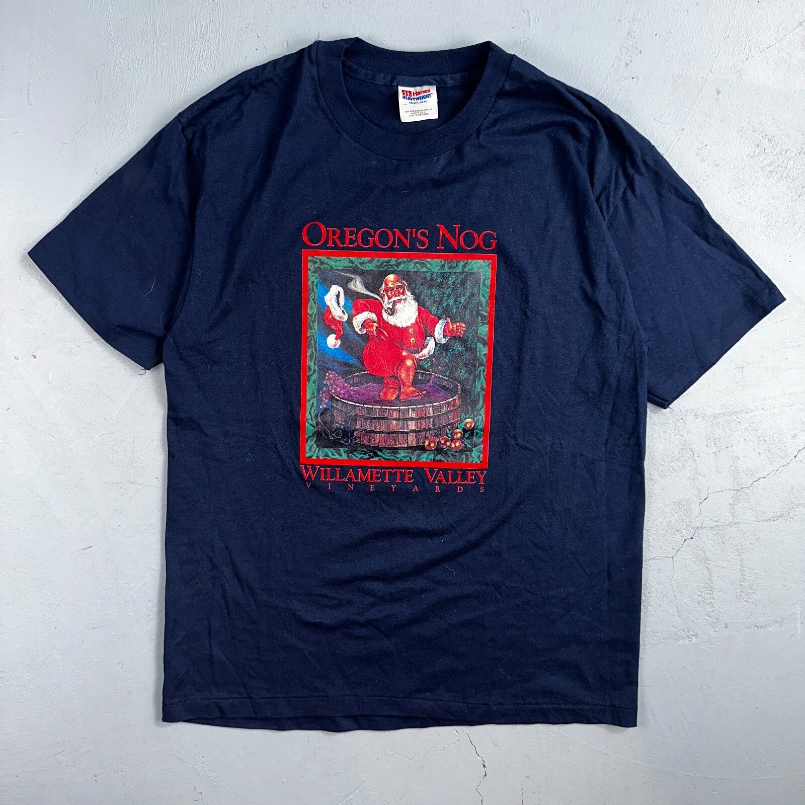 Oregon Santa Claus Feet Wine VTG T Shirt USA Funny Graphic Christmas Holiday