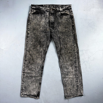Levis 501 Vintage 80s USA XX Straight Leg Jeans Gray Acid Wash 36x30 Act 34x29