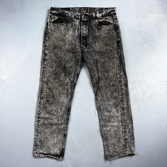 Levis 501 Vintage 80s USA XX Straight Leg Jeans Gray Acid Wash 36x30 Act 34x29