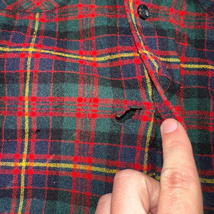 Pendleton 100% Virgin Wool Button Up Plaid Flannel Shirt Board VTG Thrashed 70s